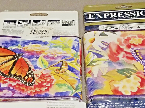 Butterfly Garden Wall Borders 5 yds x 2 pks NEW old stock prepasted MADE IN USA - Picture 7 of 12