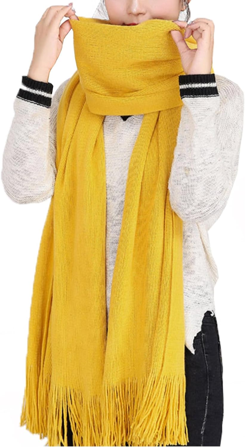 Women'S Warm Long Scarves Winter Scarfs Pure Color Scarf Tassel eBay