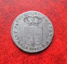 Florence 10 Quattrini 1801 from 2 Crazie Rare 3 Louis I of Bourbon 1801-1803