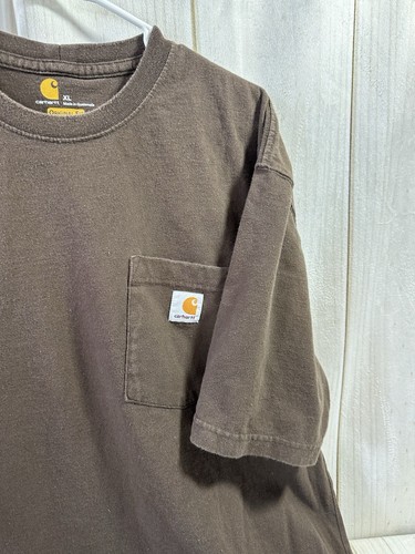 Carhartt Workwear Mens Extra Large Pocket Logo T Shirt Brown original Fit - Picture 3 of 12