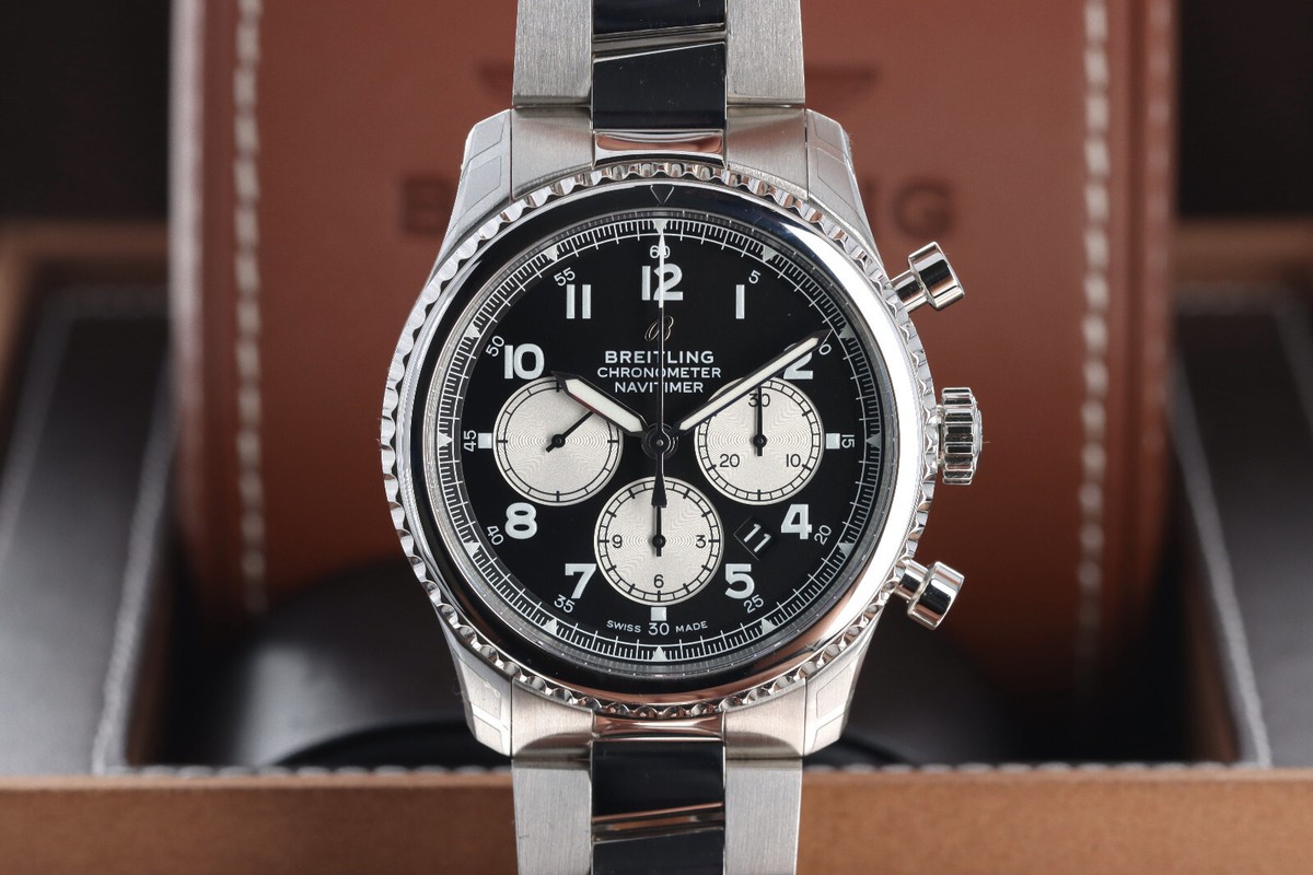 Breitling Navitimer Chronograph, Black Dial Steel on Bracelet