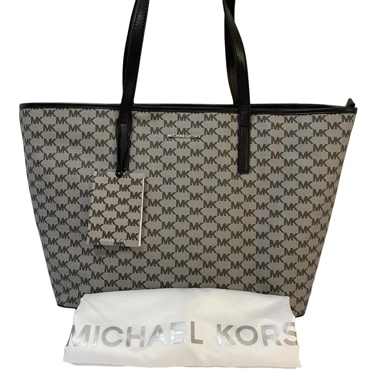 Michael Kors Leather Trim Coated Canvas Tote Bag - Neutrals Totes