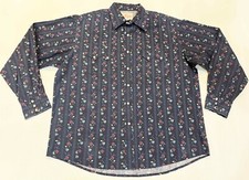 Vintage Wrangler Western Cowboy Floral Pattern Snap Button Shirt Mens Sz L