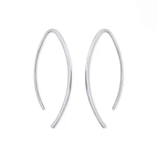 Boma Jewelry Sterling Silver Elliptical Threader Pull Through Hoop Earrings