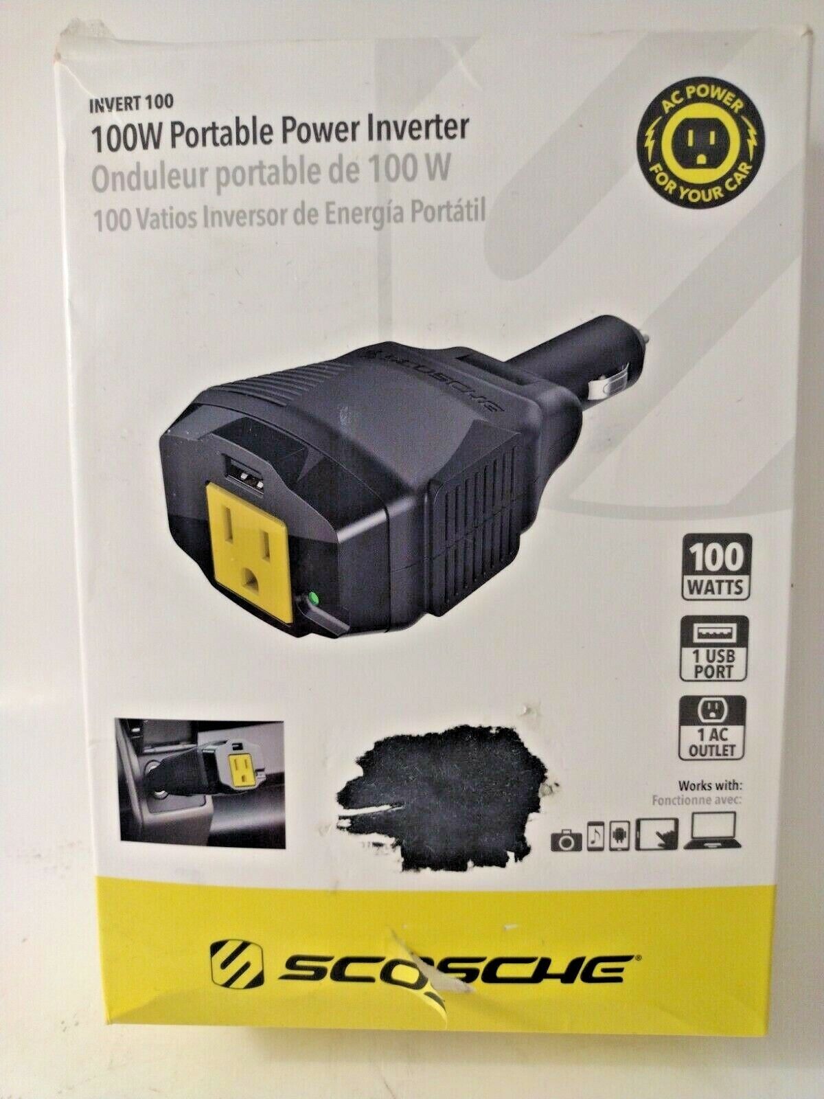 Scosche - Portable Power discount NEW Black Under blast sales Inverter 100W