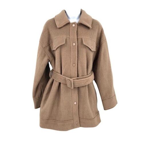 Topshop Tan Clara Belted Woven Jacket Size 12 NEW - Picture 1 of 12