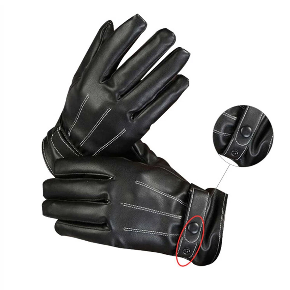 Mens Winter Warm Leather Touch Screen Gloves Full Finger Driving Smartphone AU - image 2 of 4