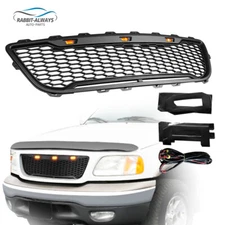 Front Grill For 1999-2003 F150 F-150 Raptor Style Grille w/ LEDs Matte Black ABS