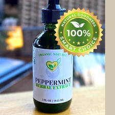 Peppermint Pure Extract Non-alcohol Organic Liquid Herbal Drop Natural  2 FL OZ