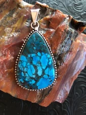 Turquoise Tack Bezel 2.25" Pendant Artisan Southwest