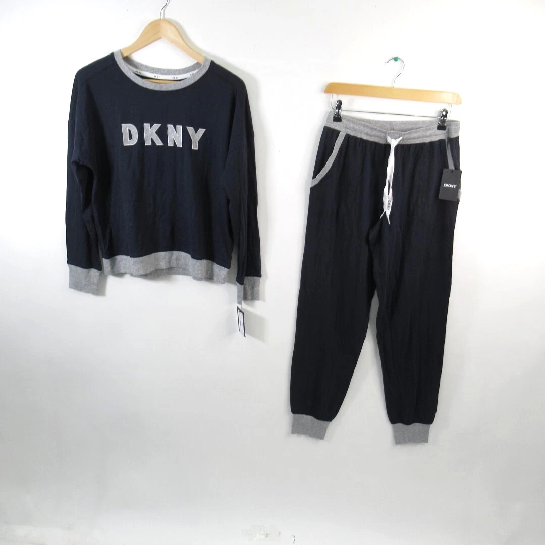 DKNY Loungewear UK XS Women s Navy Long Sleeve PJ Set Logo