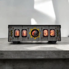 Nixie tube clock with IN-12 tubes and A-101/OG-4 dekatron in metallic case