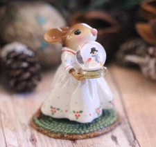Wee Forest Folk MY LITTLE SNOW GLOBE, WFF# M-515a, WHITE Christmas Mouse