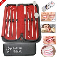 BeautyTrack Dental Scaler Kit 9pc Stainless Steel Tartar Plaque Tools Case