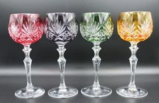 Set of 4 Cut to Clear Bohemian Hock Wine Goblets Glasses  (Multiple Available)