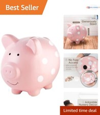 Large Ceramic Piggy Bank, Pink Polka Dots, Kids Coin Bank, Perfect Nursery D cor