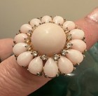 Carol Brodie Rarities Sterling Silver .925 Pink Coral White Topaz Statement Ring — photo 1