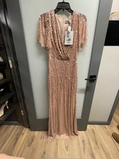 NWT MacDuggal Embellished Flutter Sleeve Vneck Ladies Gown Size 4