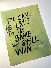 OUTSIDER ART ORIGINAL PAINTING Green Late To the Game And Still Win NAY 12"x9"