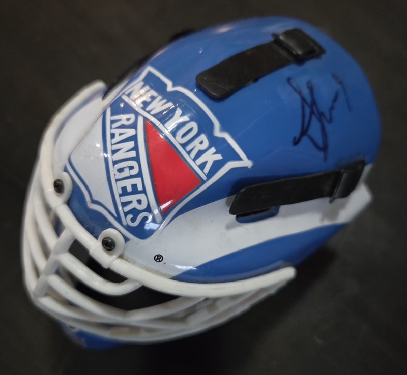 Adam Graves Signed New York Rangers Mini Goalie Helmet Riddell Autographed NHL