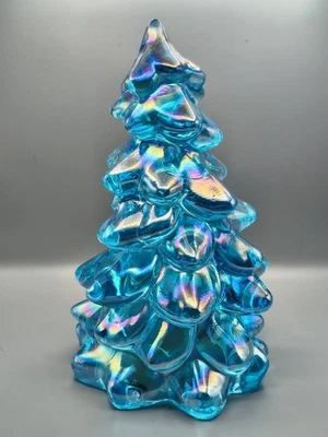 Mosser Glass Buffett Blue Carnival 8" Tree / Christmas Tree - Image 1 of 3