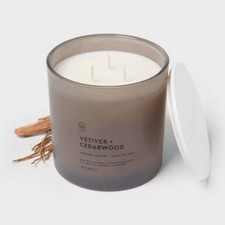 3 Wick Glass Vetiver and Cedarwood Jar Candle...