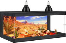 Bearded Dragon Tank, Tempered Glass Reptile Terrarium with Metal Mesh Top, 3-Sid