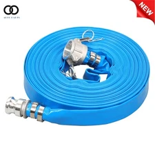 1.25" x 100FT Heavy Duty Reinforced Flat Discharge Hose W/Aluminum Connectors