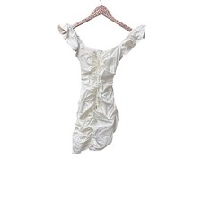 House of CB London Kara Ruched Sleeveless Ruffle Mini Dress White XS
