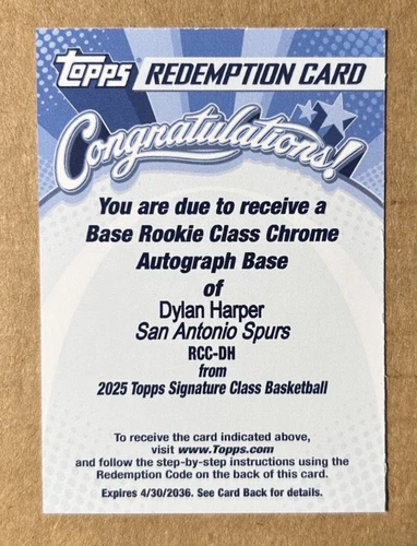 2025 Topps Signature Dylan Harper Base (RAW)