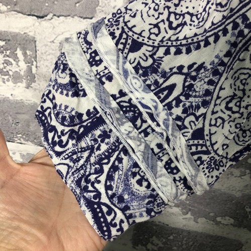 John Mark Shirt Womens XL Blue White Linen Blend 3/4 Sleeve Wired Collar Popover - Picture 4 of 14