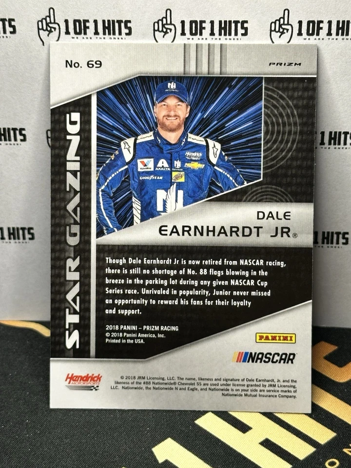 DALE EARNHARDT JR 2018 PANINI PRIZM RACING RED WHITE AND BLUE STAR GAZING #69 - Image 2 of 2