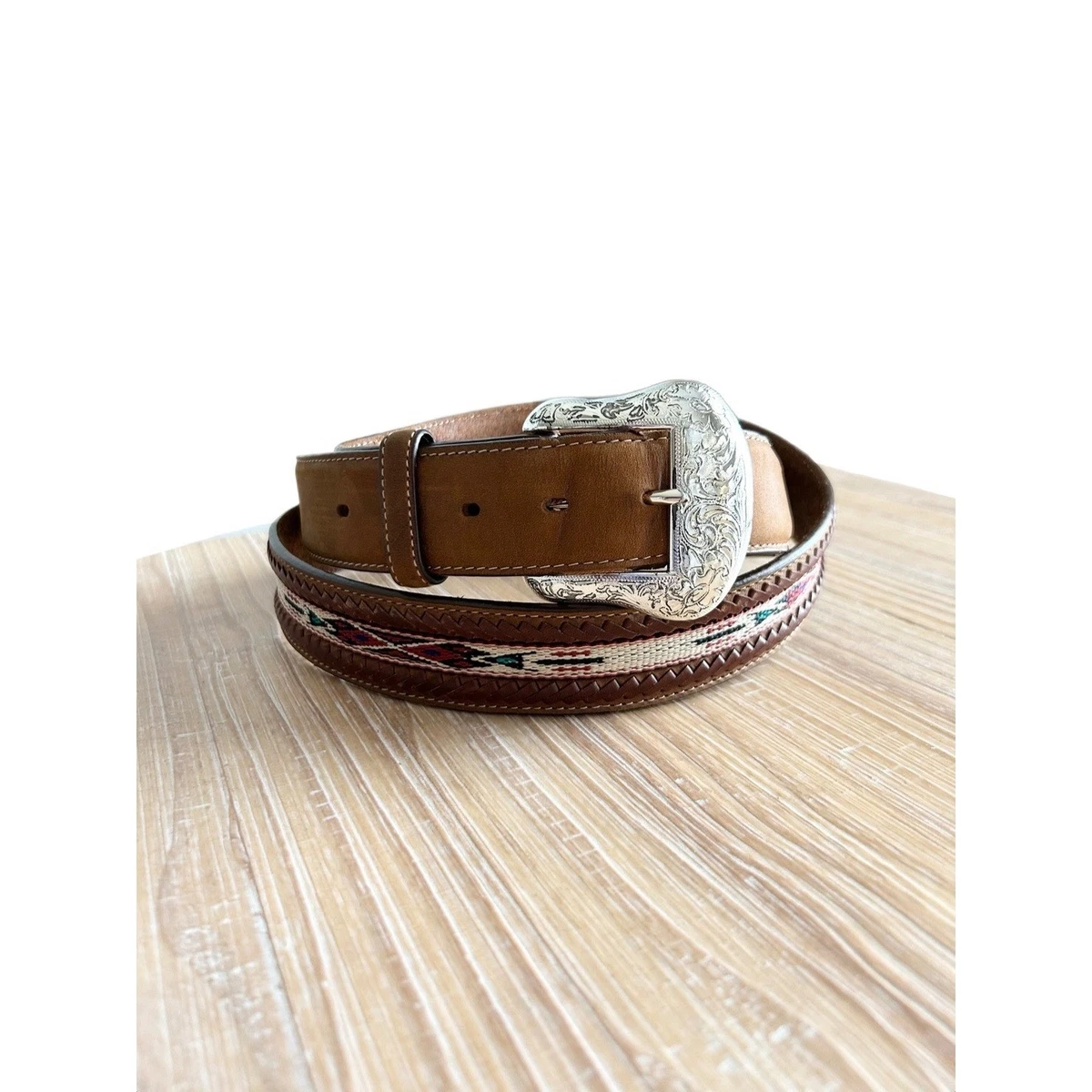 Tony Lama Vintage Brown Leather Braided Pattern Belt Size 26 Tony Lama Braided Belts for Men | Mercari main image 2