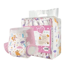 Adult Printed Diapers,Large-Fox and Bear, 7 Pieces for Men and Women - Leak P...