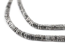 Faceted Antique Silver Triangle Heishi Beads 4mm White Metal 16 Inch Strand