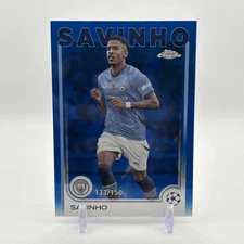 2024-25 Chrome UEFA Club Competitions Blue Lava Refractor /150 Savinho Rookie RC