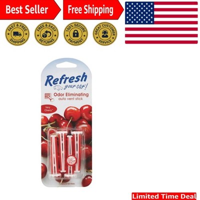 Refreshing Car Air Freshener Set of 4 Cherry Scent Vent Sticks - Odor Eliminator