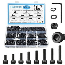 1000Pcs M3 Hex Socket Head Cap Screws Bolts Nuts  Washer Assortment Kit 6-30mm 