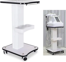 Professional 3 Tier Beauty Cart with Wheels, Aluminum Salon Trolley with Storage