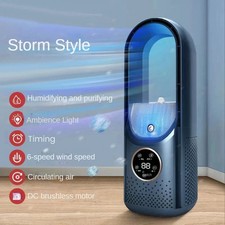 Portable USB Air Cooler Leafless Electric Fan 6 Speed Silent Timer Air Condition