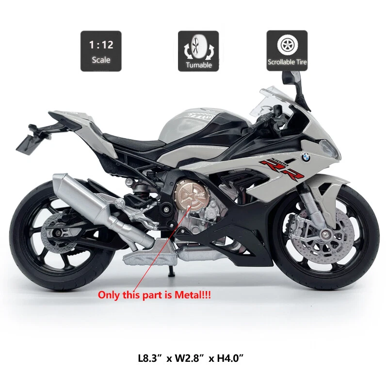 1/12 Scale BMW S1000RR Motorcycle Model Diecast Toys for Boys Audlts Gifts Gray - Image 2 of 4