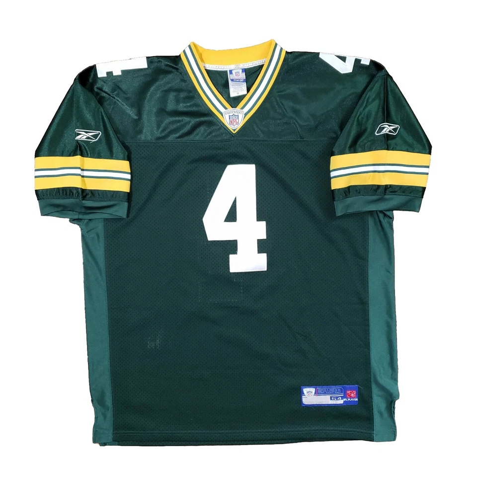 Camiseta De Colección Brett Favre Para Hombres 54 Green Bay Packers #4 Verde Reebok NFL Fútbol Foto 2 de 4