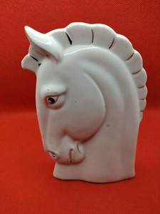 Horse Wall Pocket MCM White With Gold Trim Japan Pat.No.64211 Horse Hard To FIND