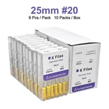 Dental Endo Root Canal File K-FILES Stainless Steel Hand Use 25mm #6-#40