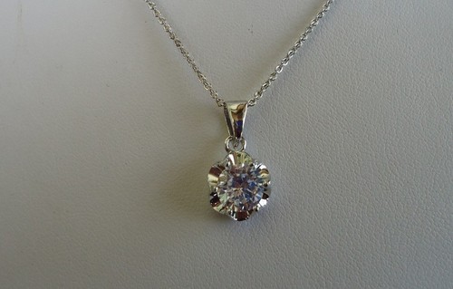925 STERLING SILVER  DESIGNERS PENDANT NECKLACE W/ 2  CT LAB CREATED DIAMONDS - Picture 7 of 7