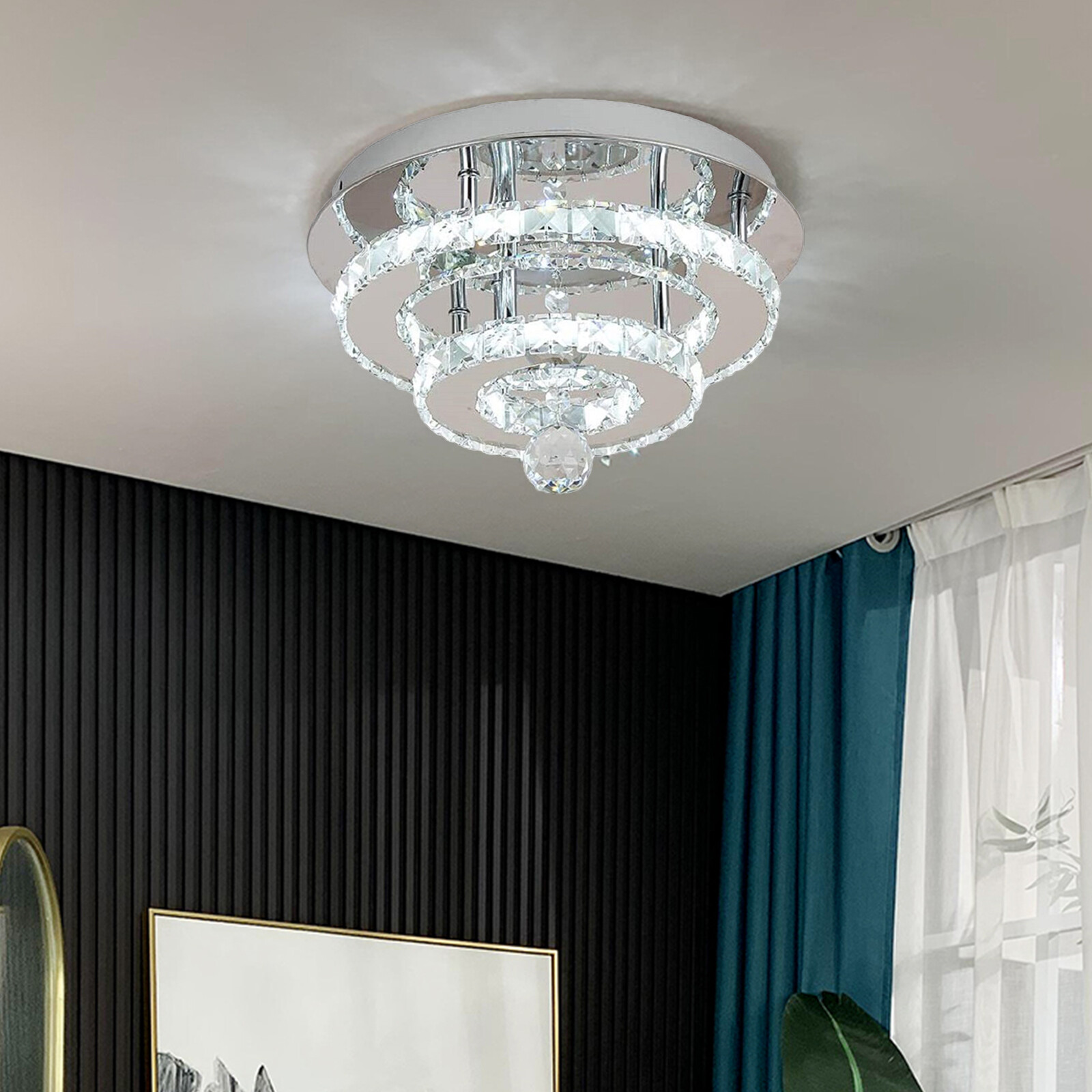 Modern Luxury Crystal 36W LED Ceiling Light Flush Mount Chandelier ...