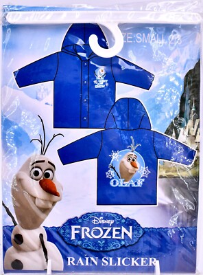 Disney Frozen Rain Slicker,Olaf,Hood,dark Blue,100%Vinyl,Snaps,Small 2/3