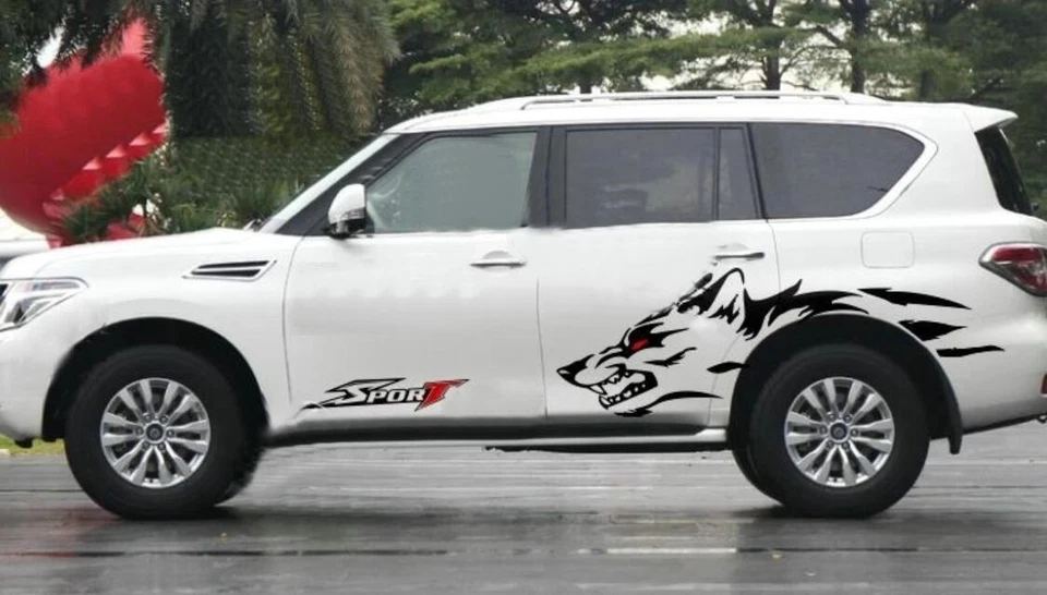 Calcomanías deportivas gráficas de coche Wolf para puerta lateral Toyota Prado Land Cruiser Foto 2 de 4
