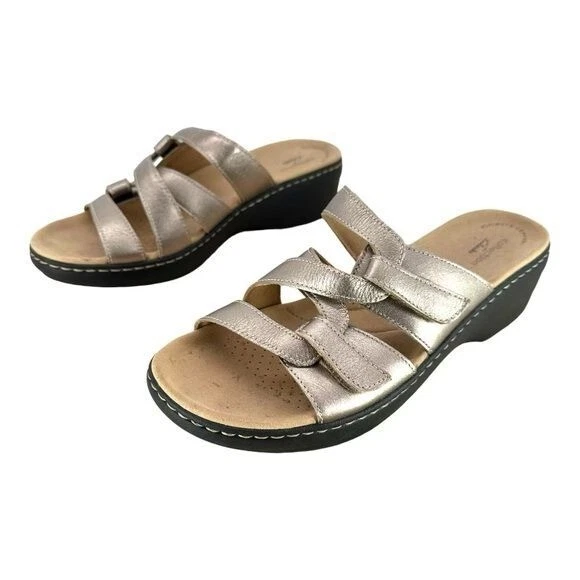 Clarks 11 sandali metallici oro tacchi scorrevoli