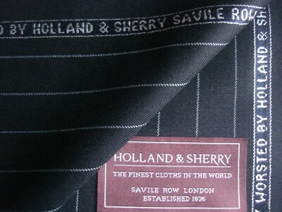 Holland & Sherry 100% SUPER 120's WOOL SUITING FABRIC IN BLACK